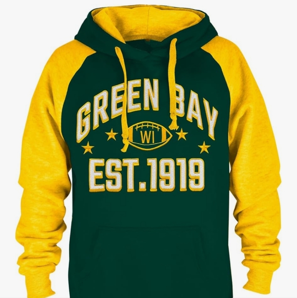 Green Bay Packers Green and Yellow Hoodie Men's Size XL NWT